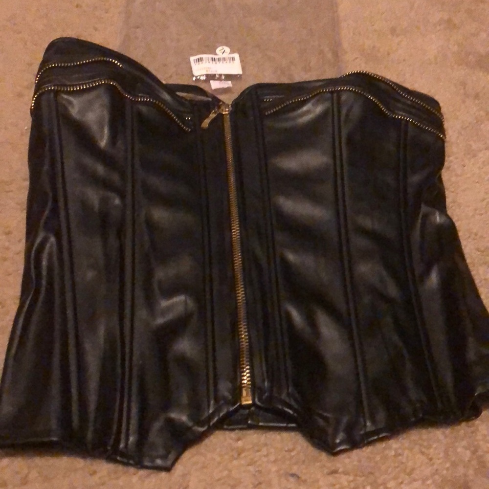 Blk faux leather bustier (brand new)XL Bundle IT